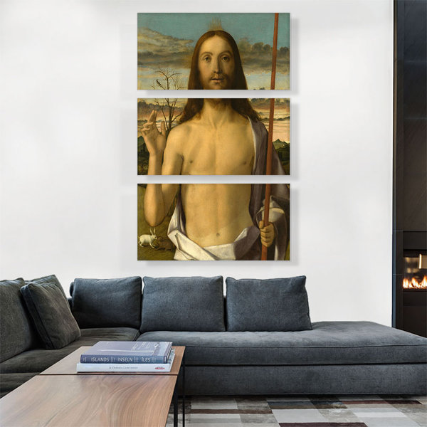 ARTCANVAS Christ Blessing 1500 by Giovanni Bellini 3 Piece Wrapped